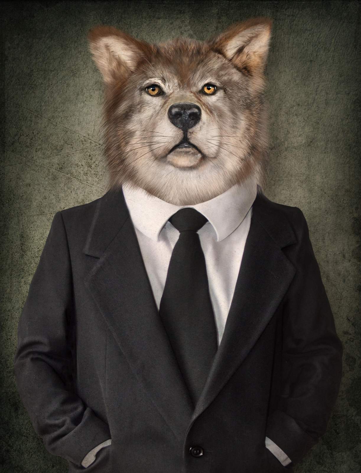 Dapper Wolf Portrait Wall Art