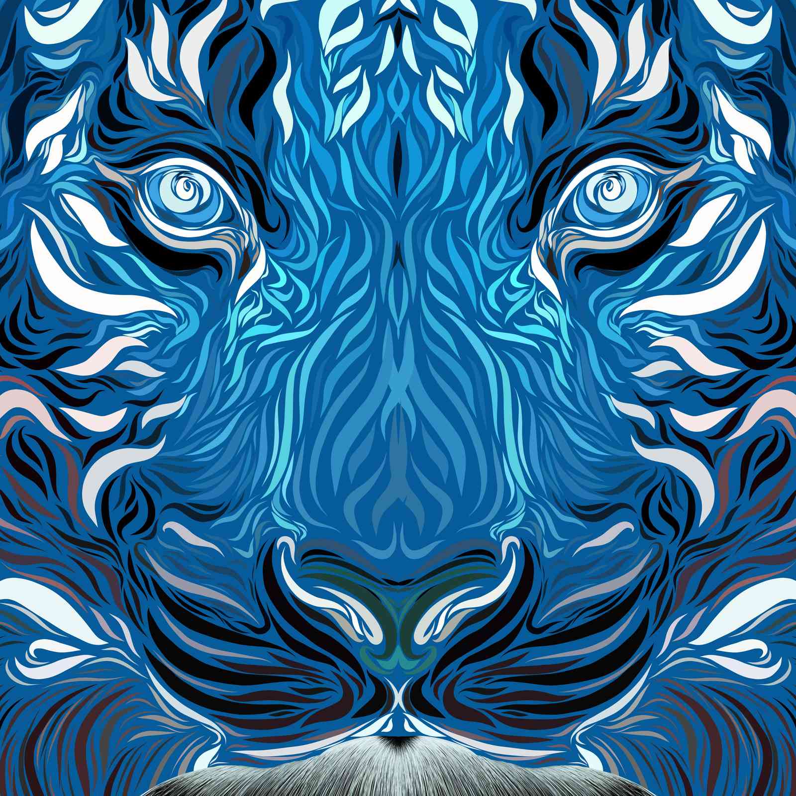 Mesmerizing Blue Tiger Abstract Wall Art