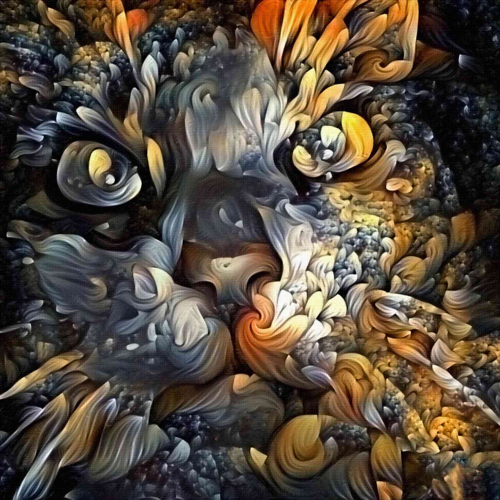 Enigmatic Swirls Abstract Lion Wall Art