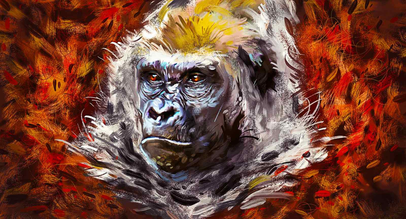 Majestic Gorilla Expressive Brushstrokes Wall Art