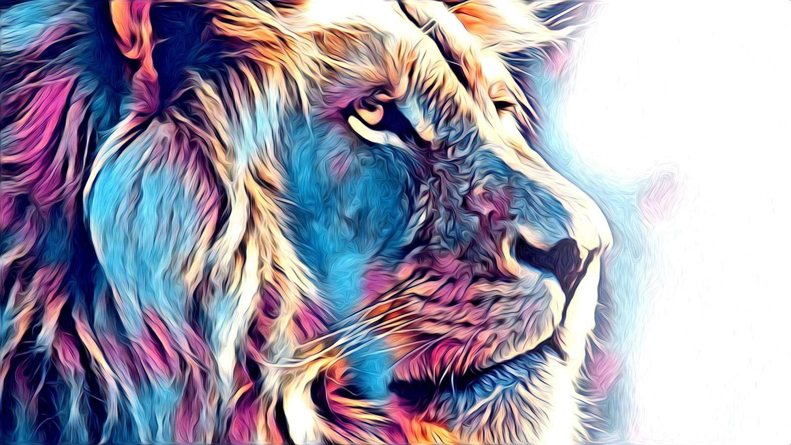 Majestic Lion Colorful Abstract Wall Art