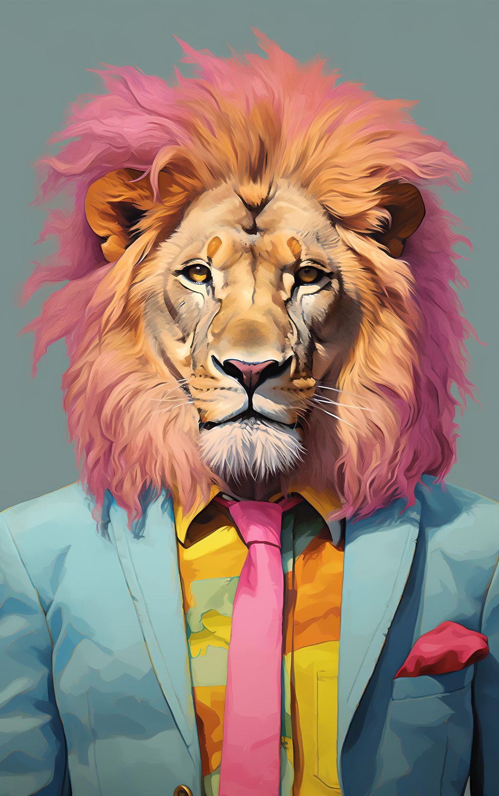Vibrant Lion Portrait Modern Art Wall Art