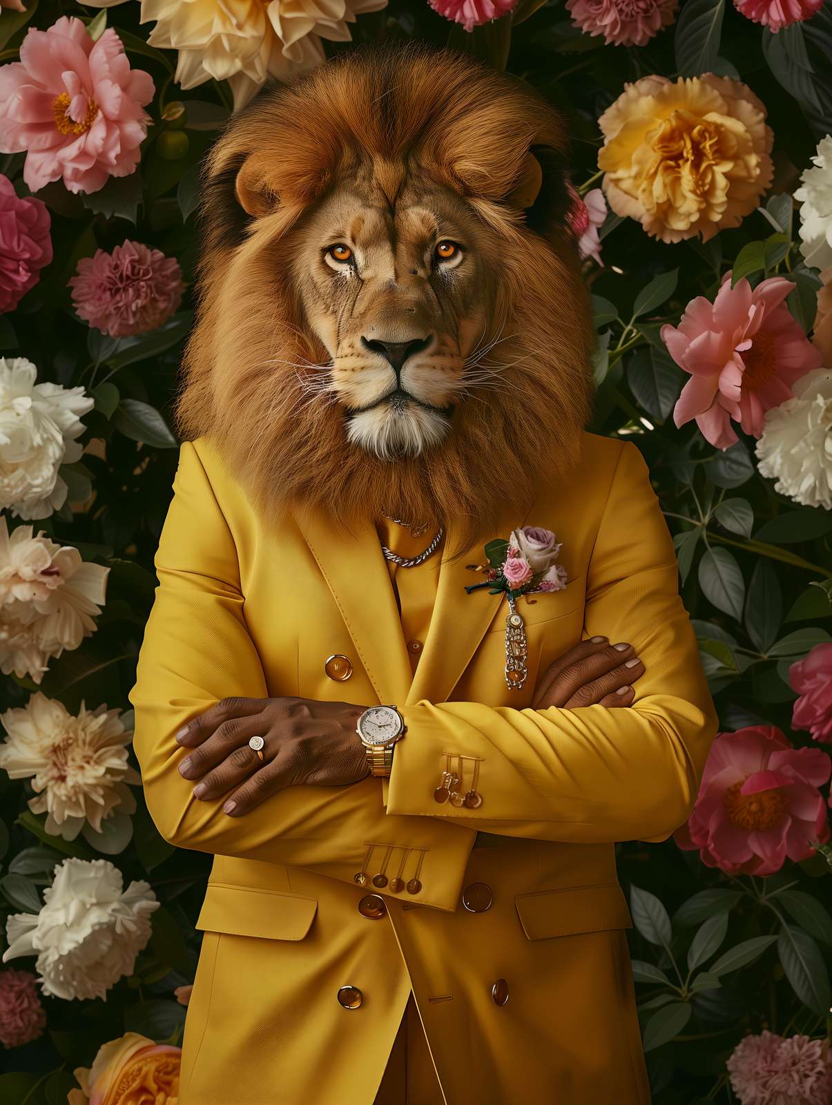 Regal Lion in Yellow Suit Wall Art