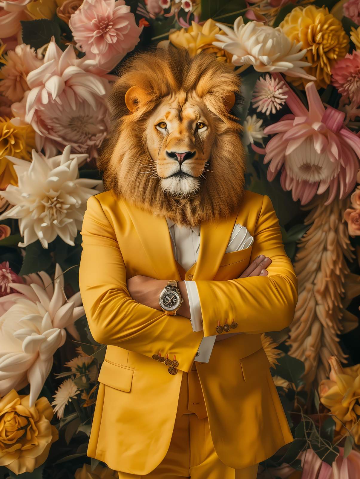 Regal Lion in Yellow Suit Wall Art