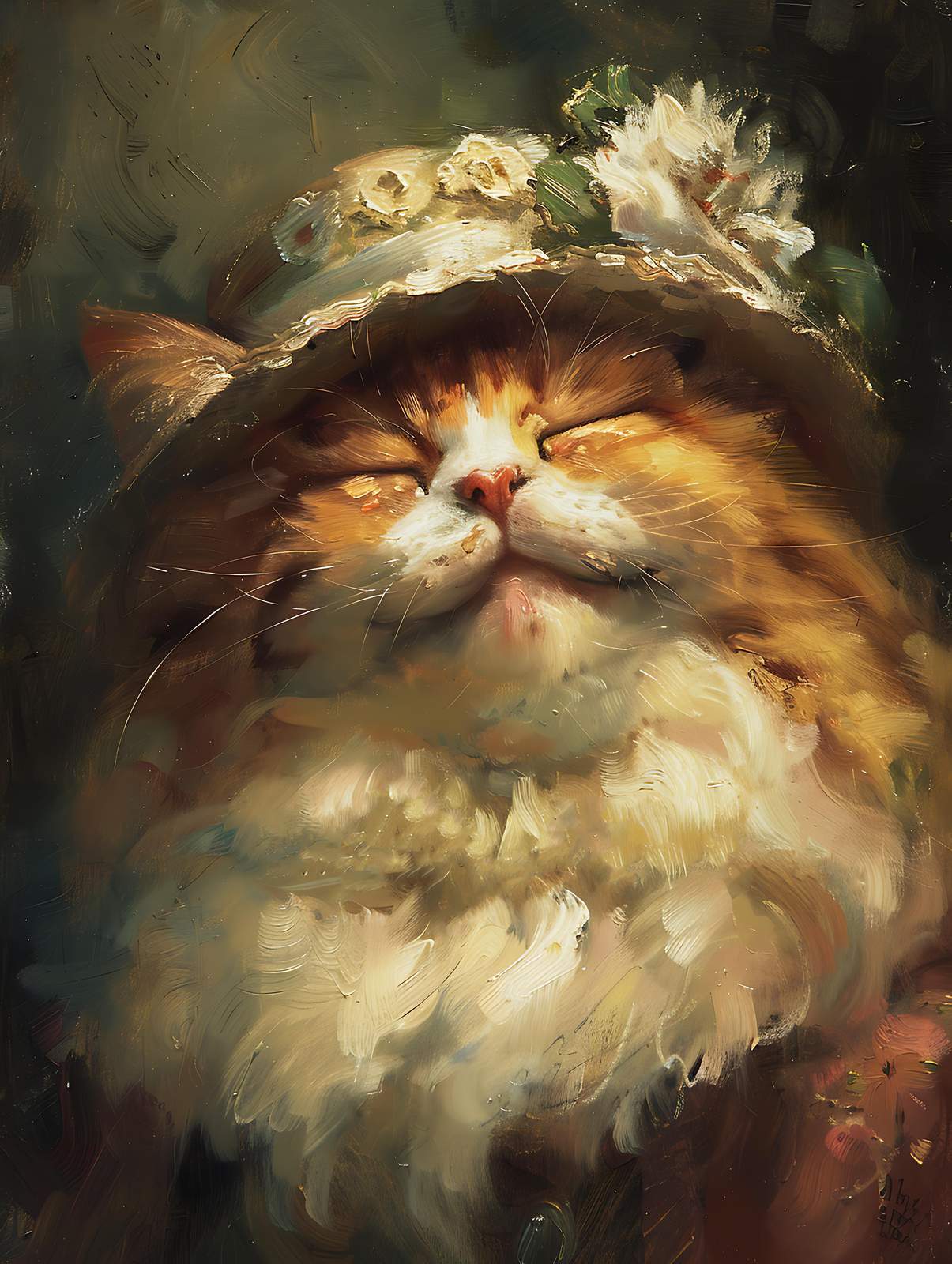 Whimsical Cat in Hat Wall Art - Pet Art