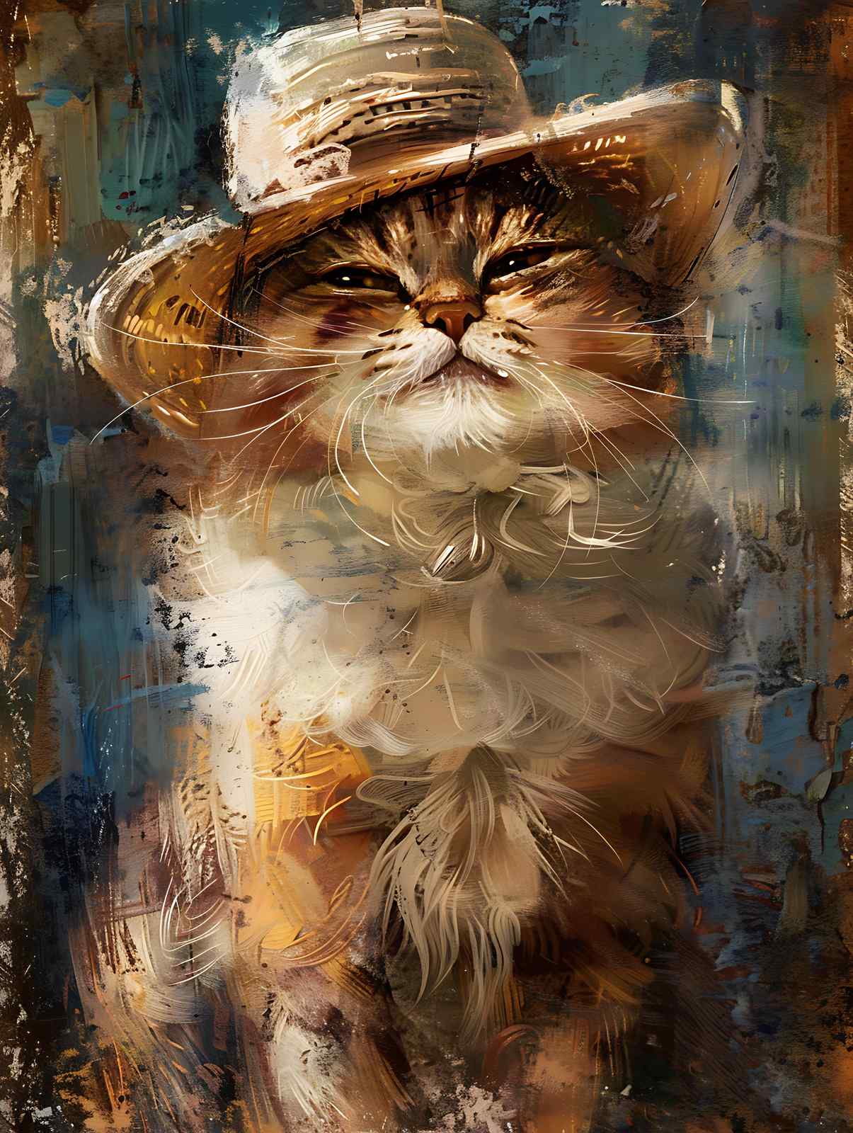 Charming Cat with Hat Wall Art