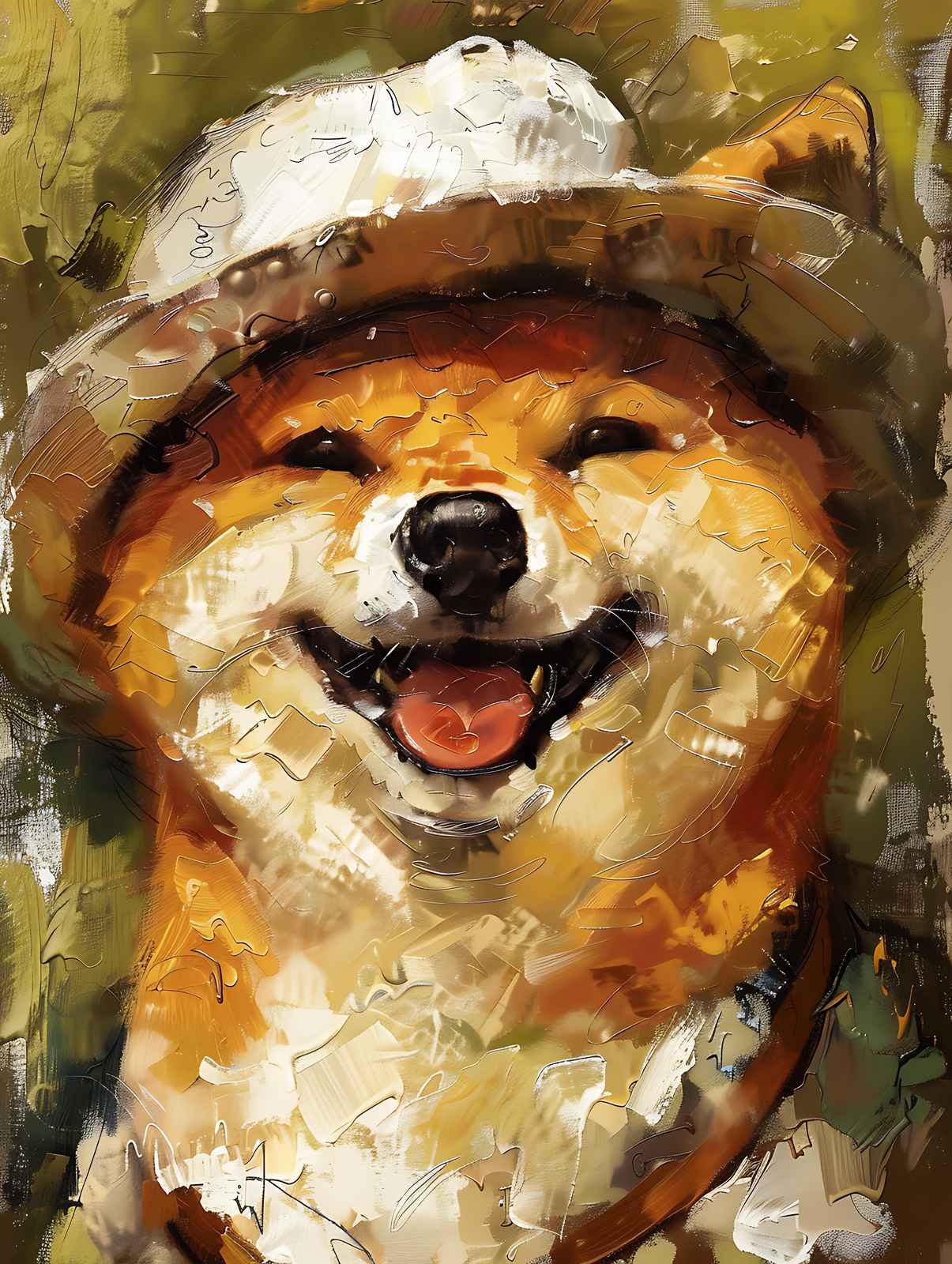 Joyful Shiba Inu Hat Wall Art