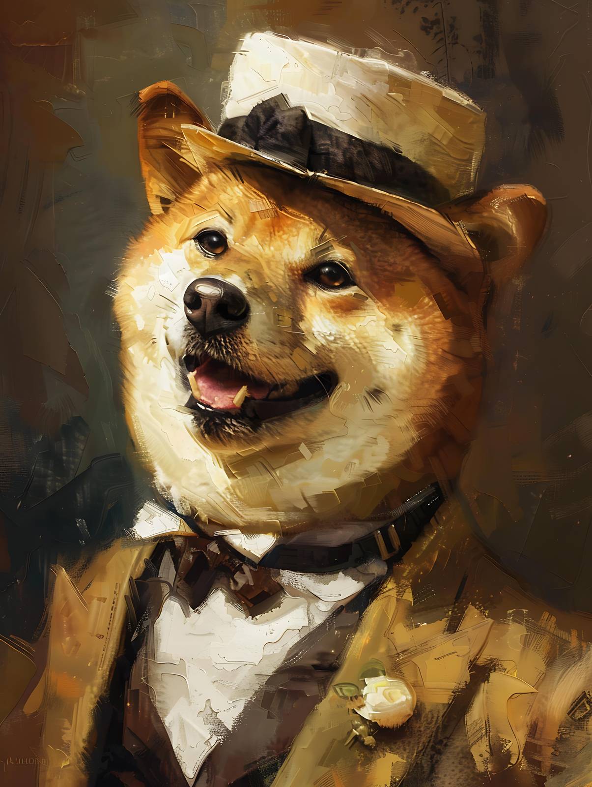Dapper Shiba Inu Portrait Wall Art