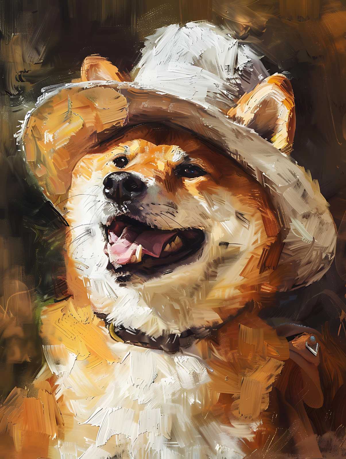 Joyful Shiba Inu Adventure Hat Wall Art