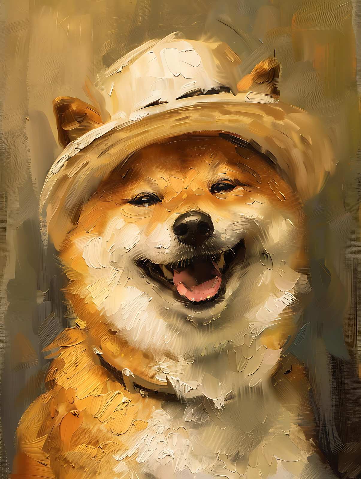 Joyful Shiba Inu Hat Wall Art
