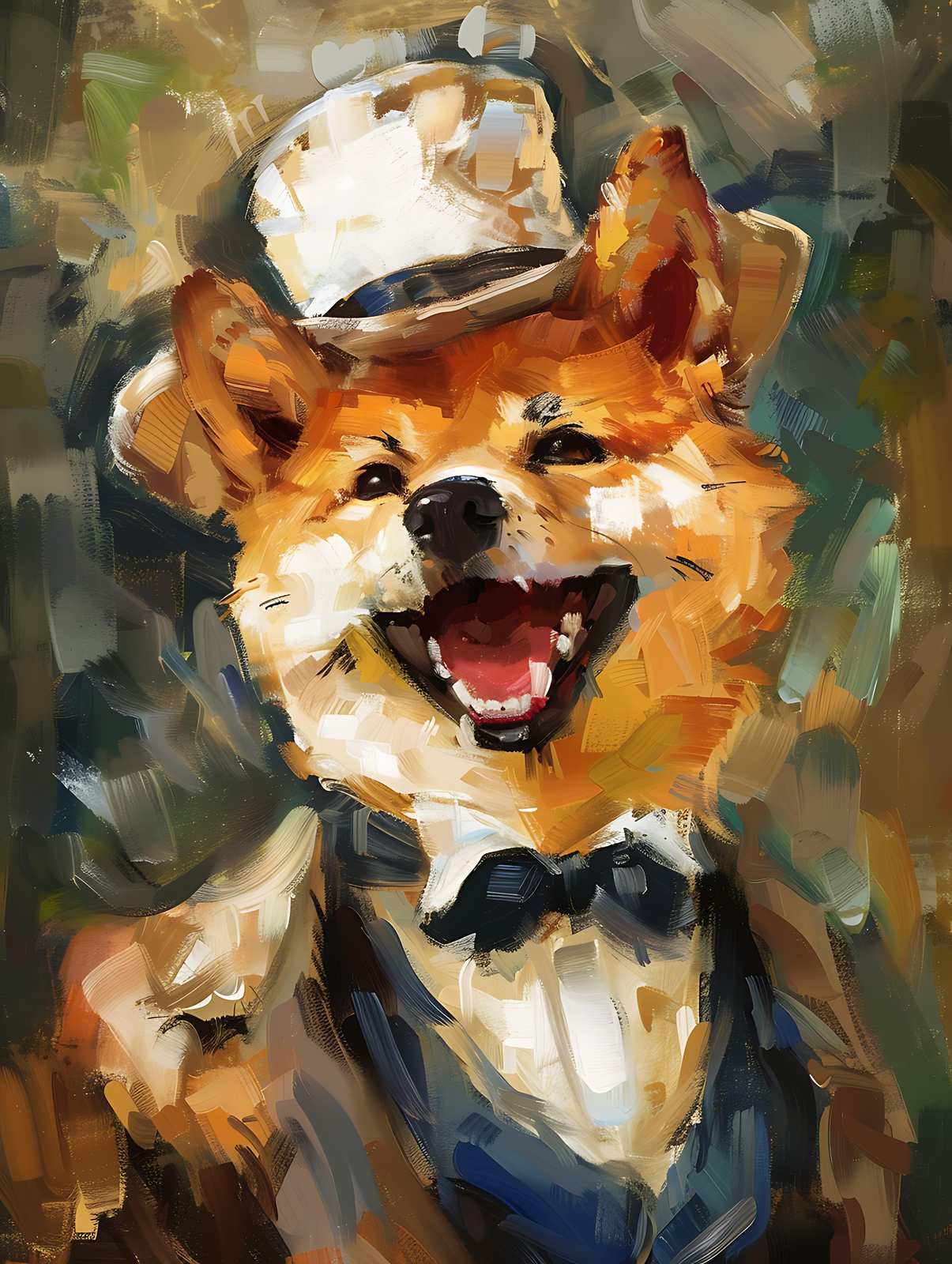 Happy Shiba Inu in Top Hat Wall Art