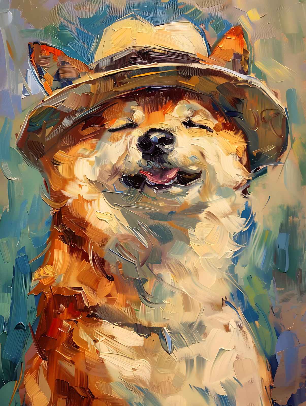 Joyful Shiba Inu Hat Lover Wall Art