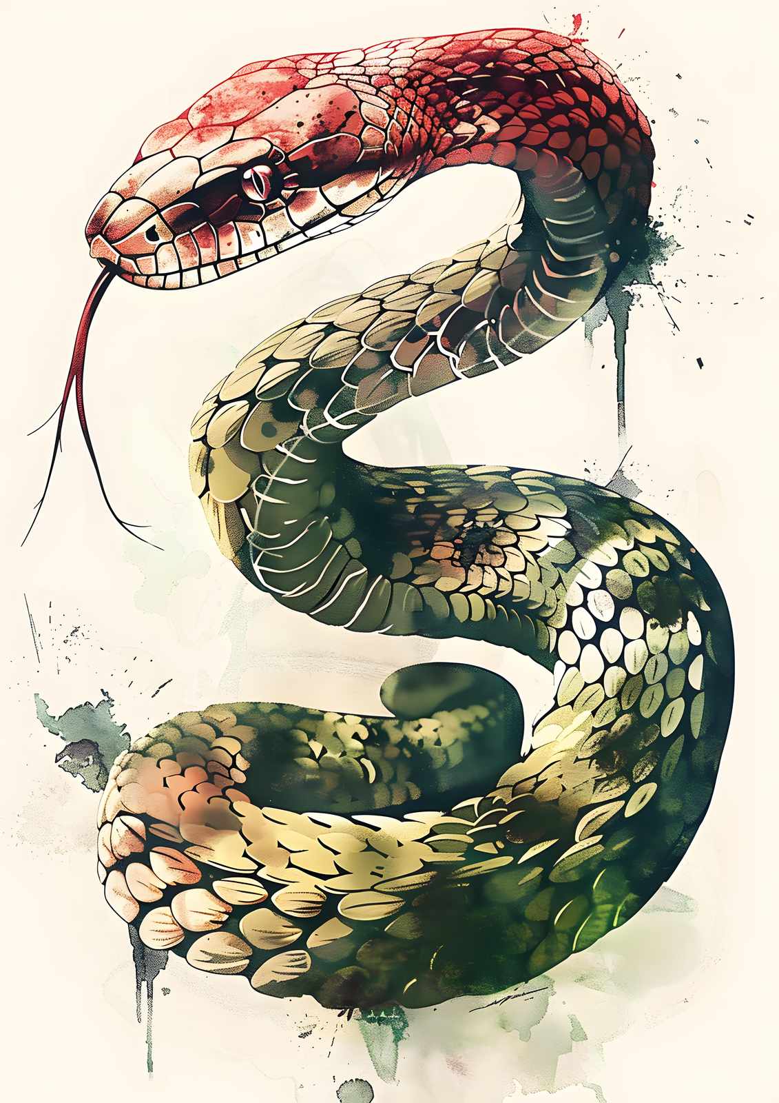 Bold Serpent Watercolor Wall Art
