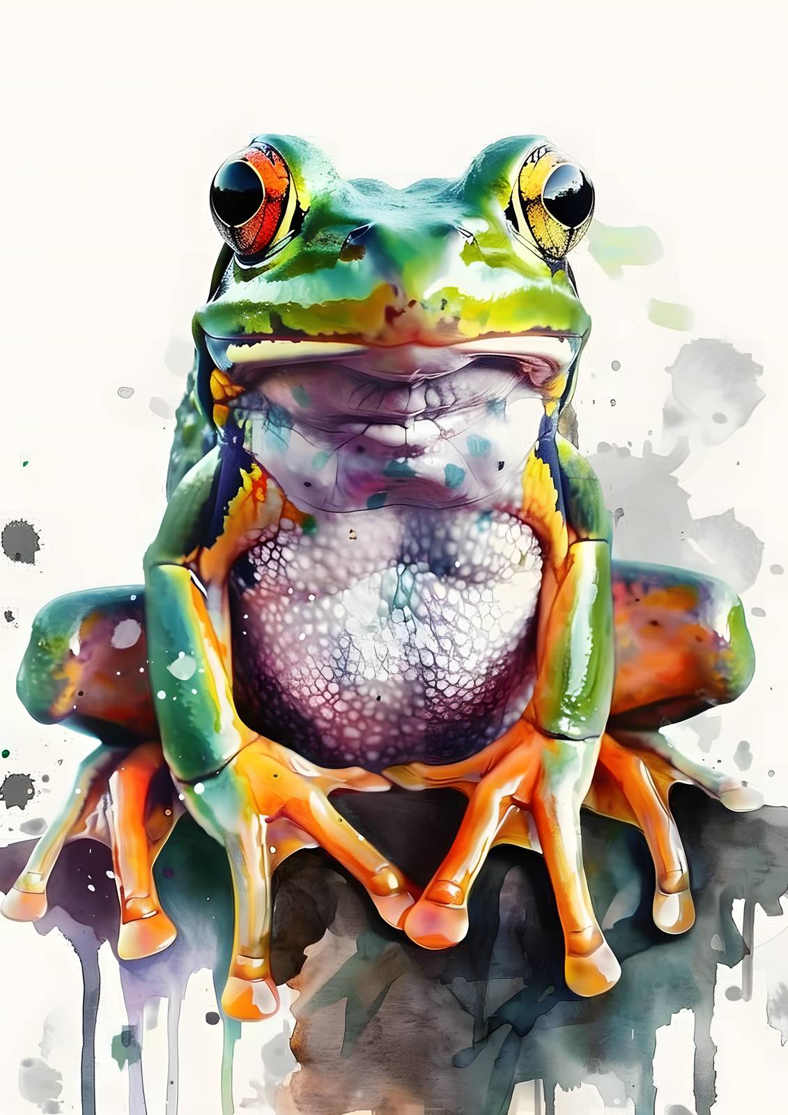 Vibrant Frog Portrait Wall Art - Nature Art