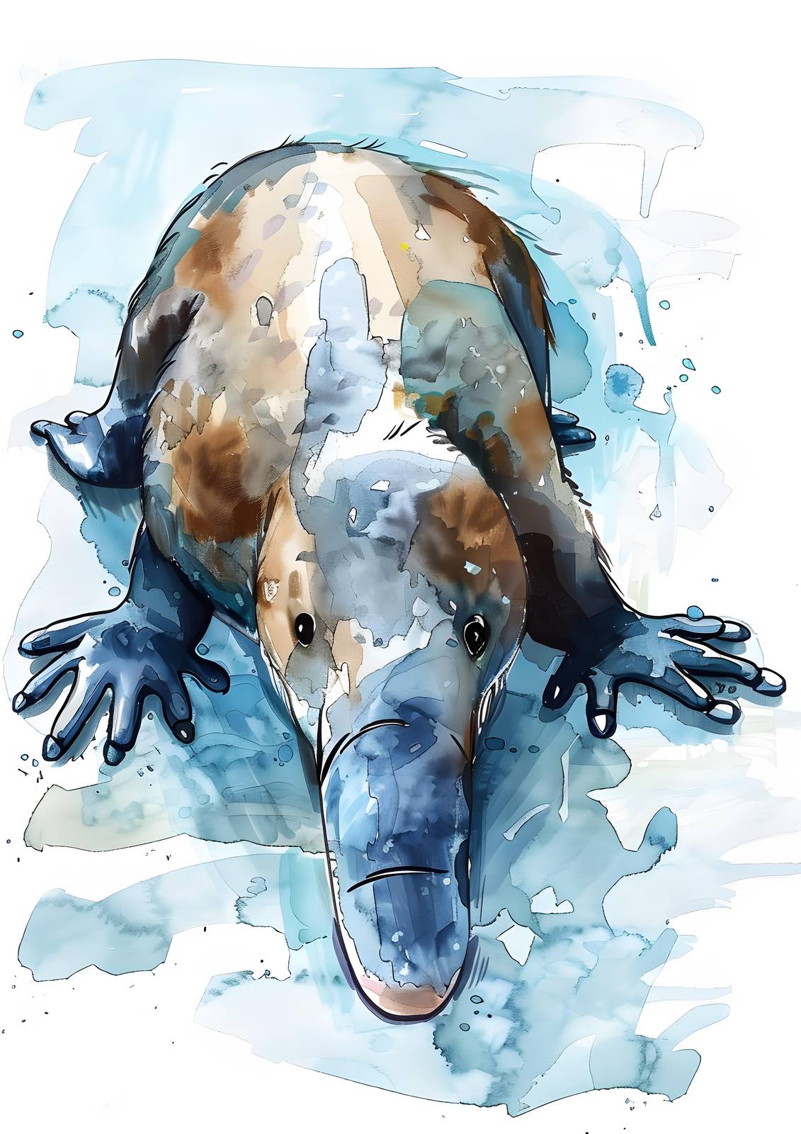 Whimsical Platypus Watercolor Wall Art Wall Art