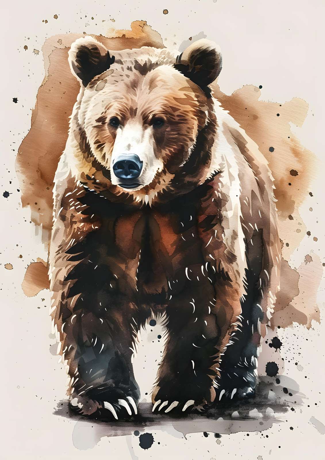 Majestic Bear Watercolor Wall Art