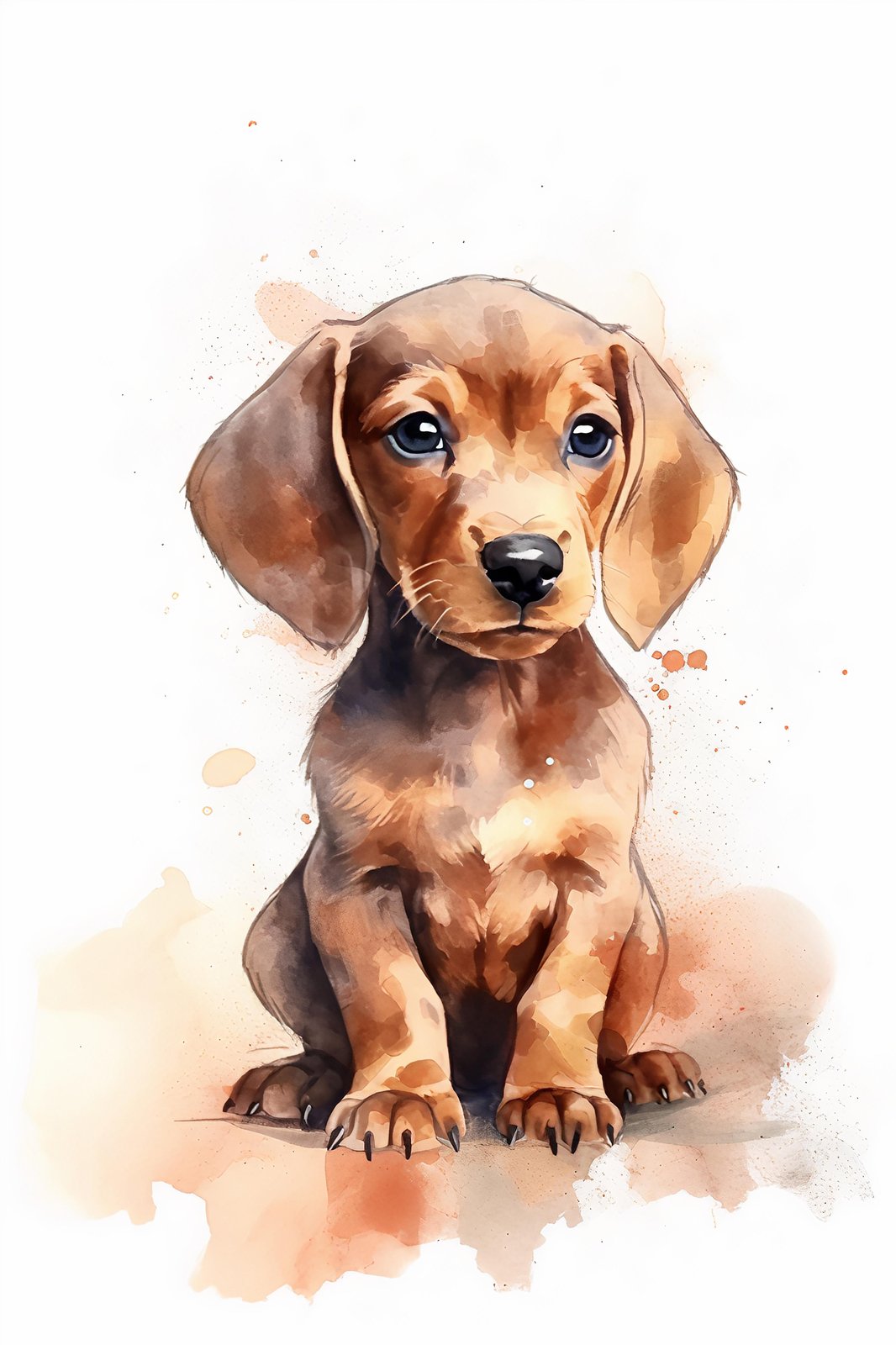 Adorable Dachshund Puppy Watercolor Wall Art