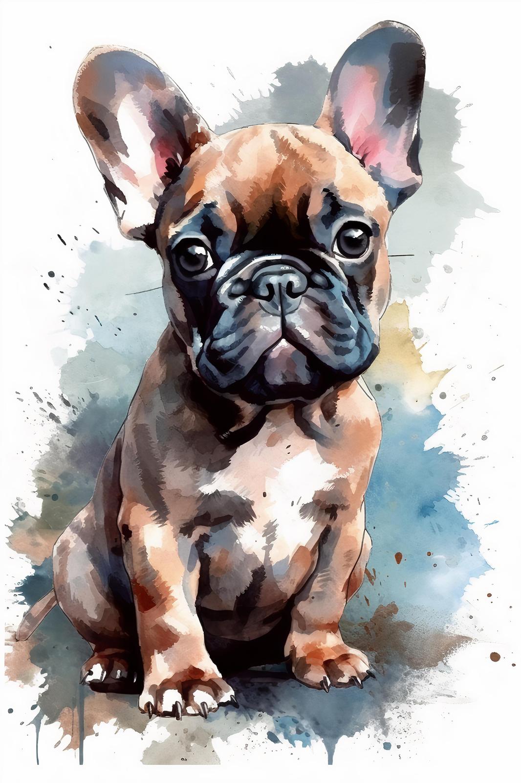 Adorable French Bulldog Watercolor Wall Art
