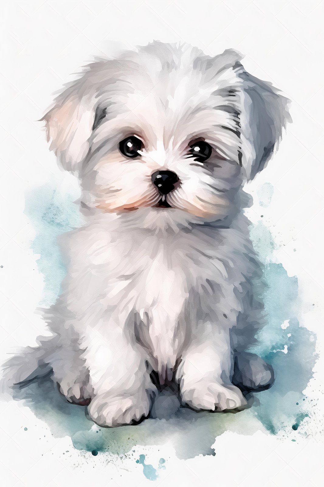 Adorable Maltese Puppy Watercolor Wall Art