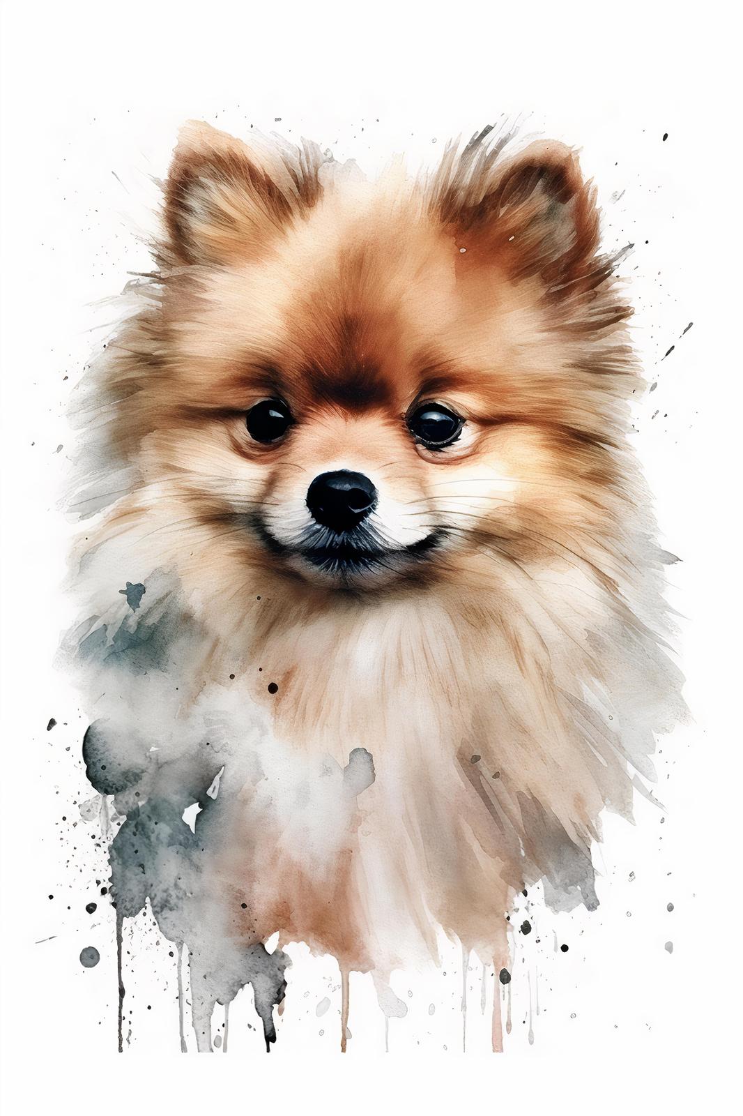 Adorable Pomeranian Watercolor Wall Art