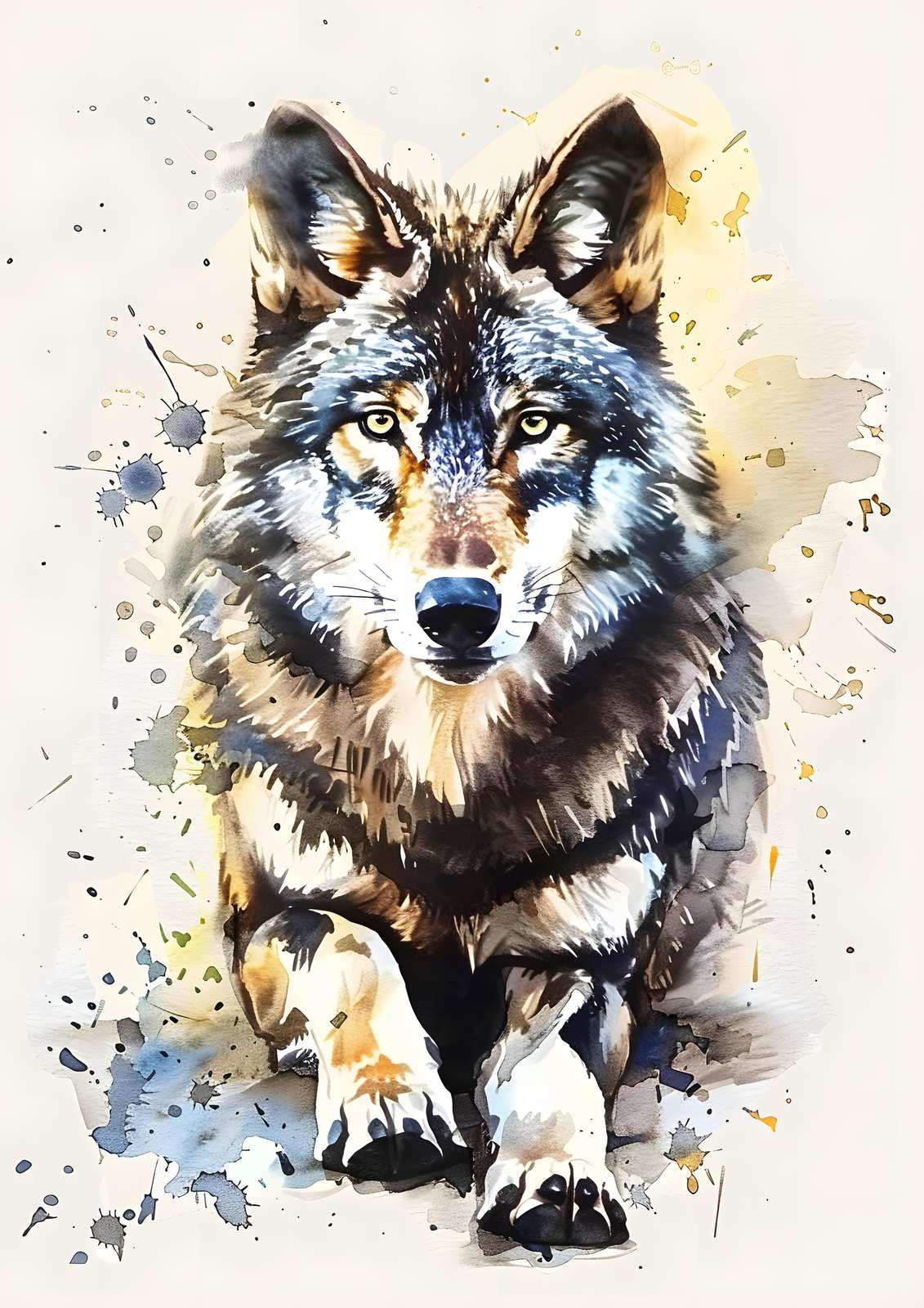 Majestic Wolf Watercolor Wall Art