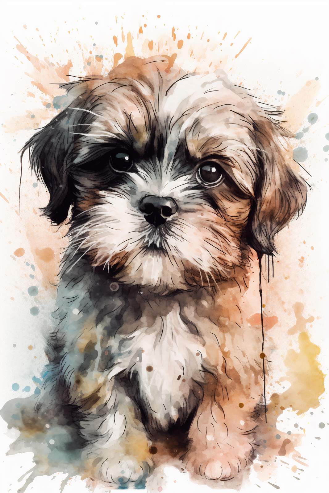 Adorable Shih Tzu Watercolor Wall Art