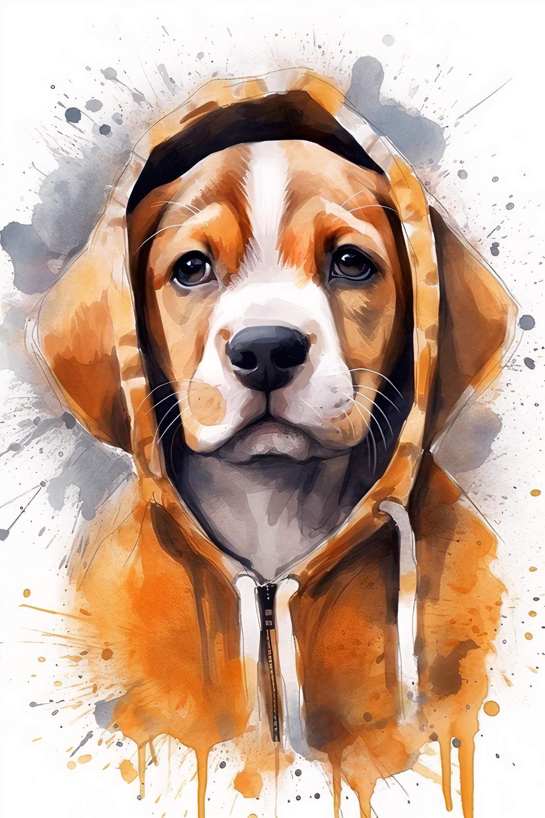 Cool Dog Hoodie Watercolor Wall Art