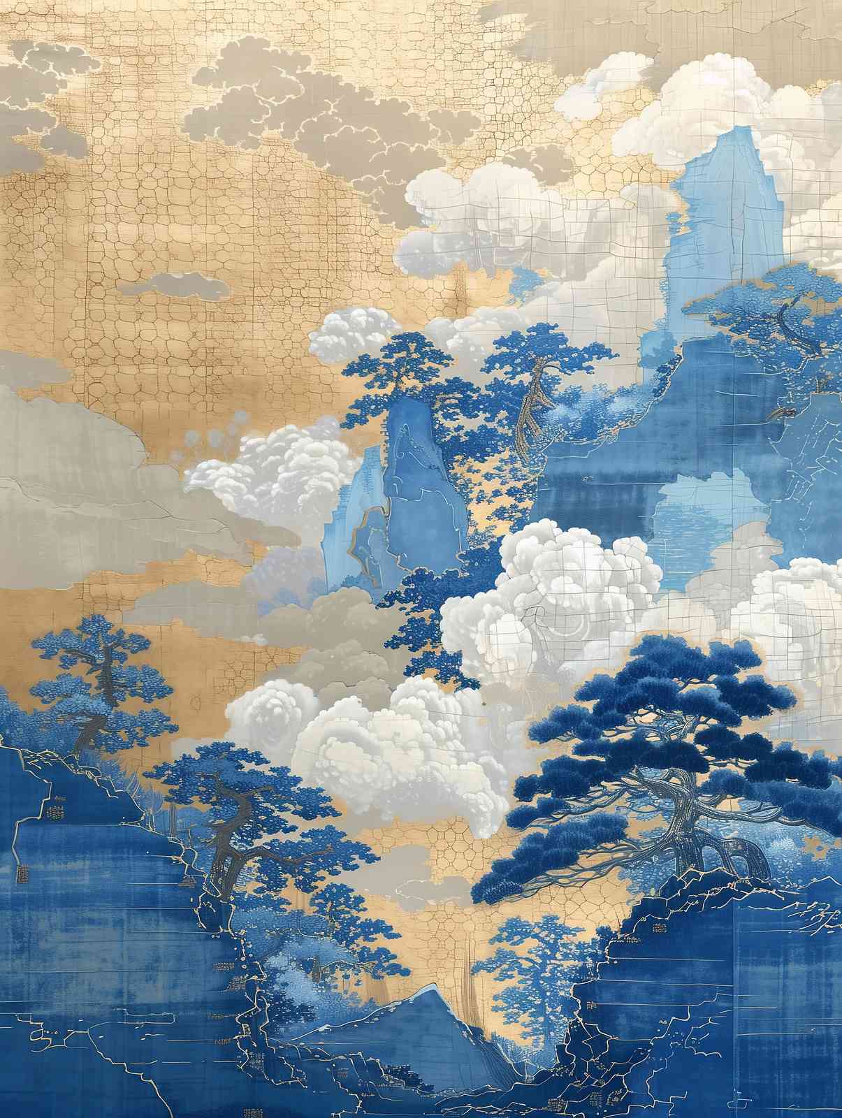 Serene Blue Mountain Mist Wall Art