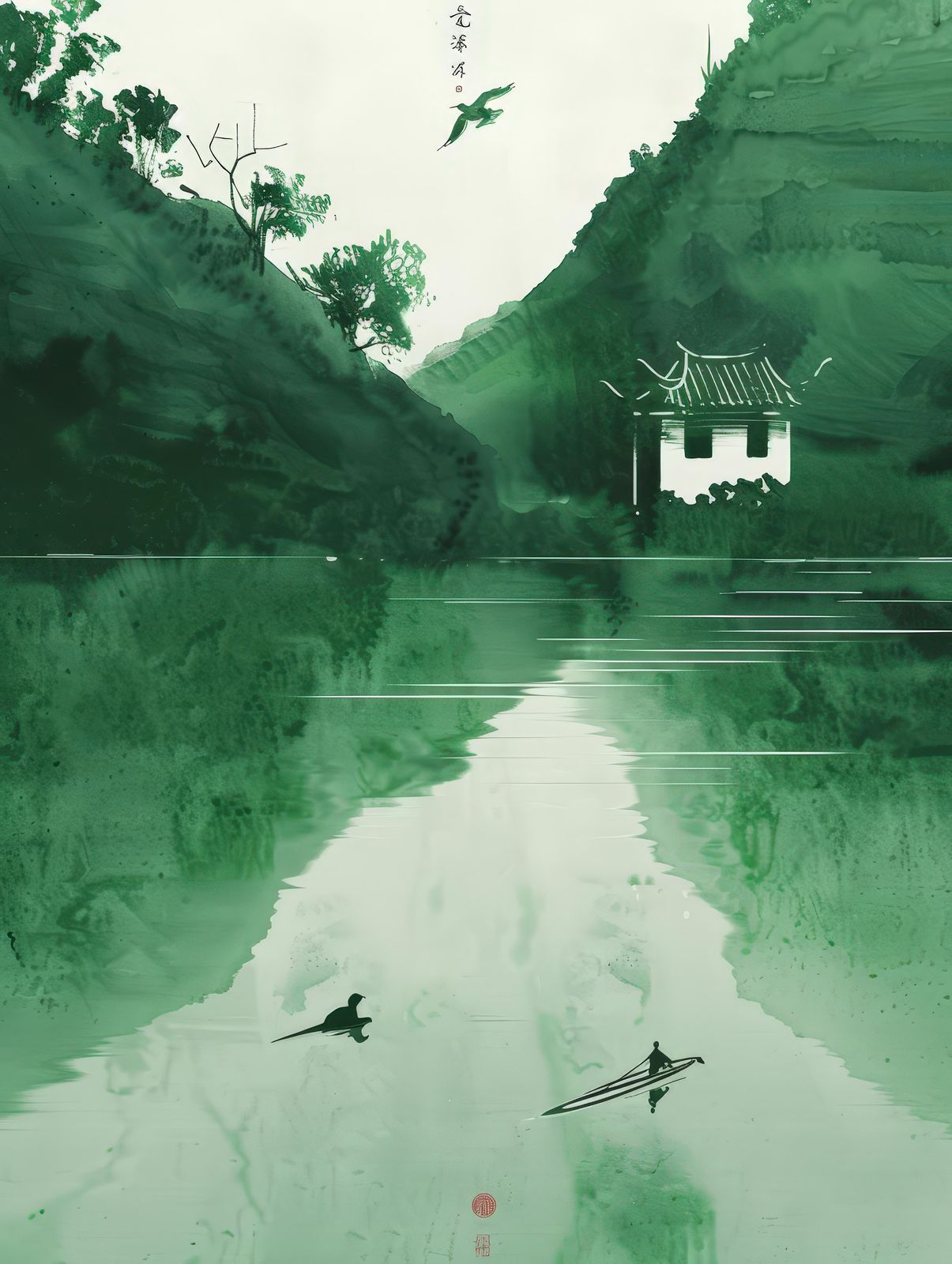 Serene Mountain Lake Landscape Wall Art