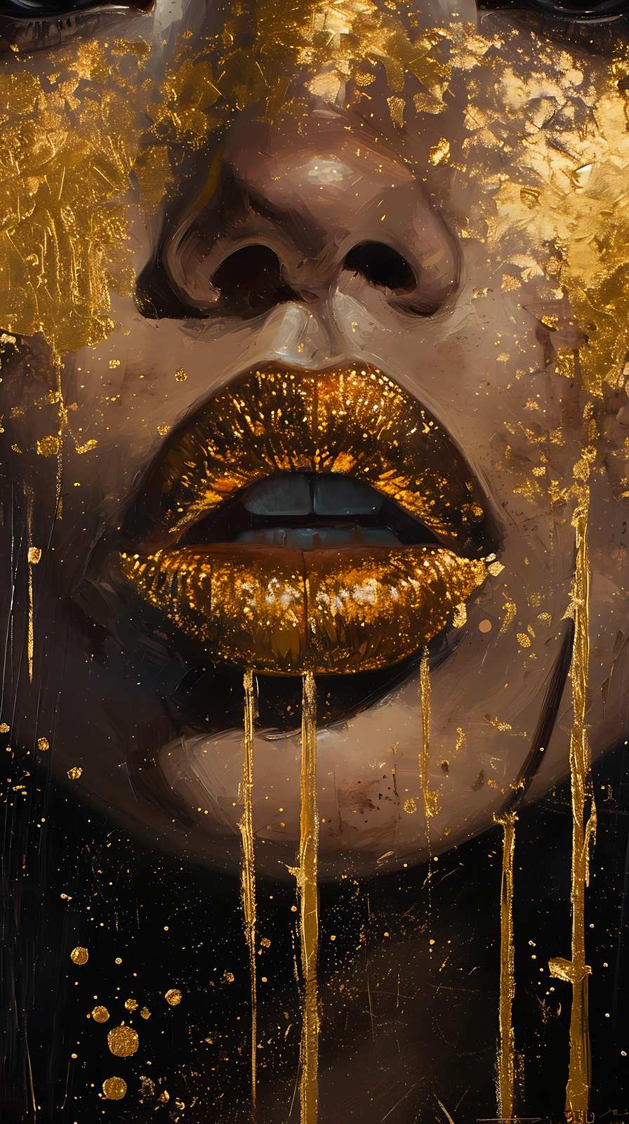 Luxury Gold Lips Portrait Wall Art