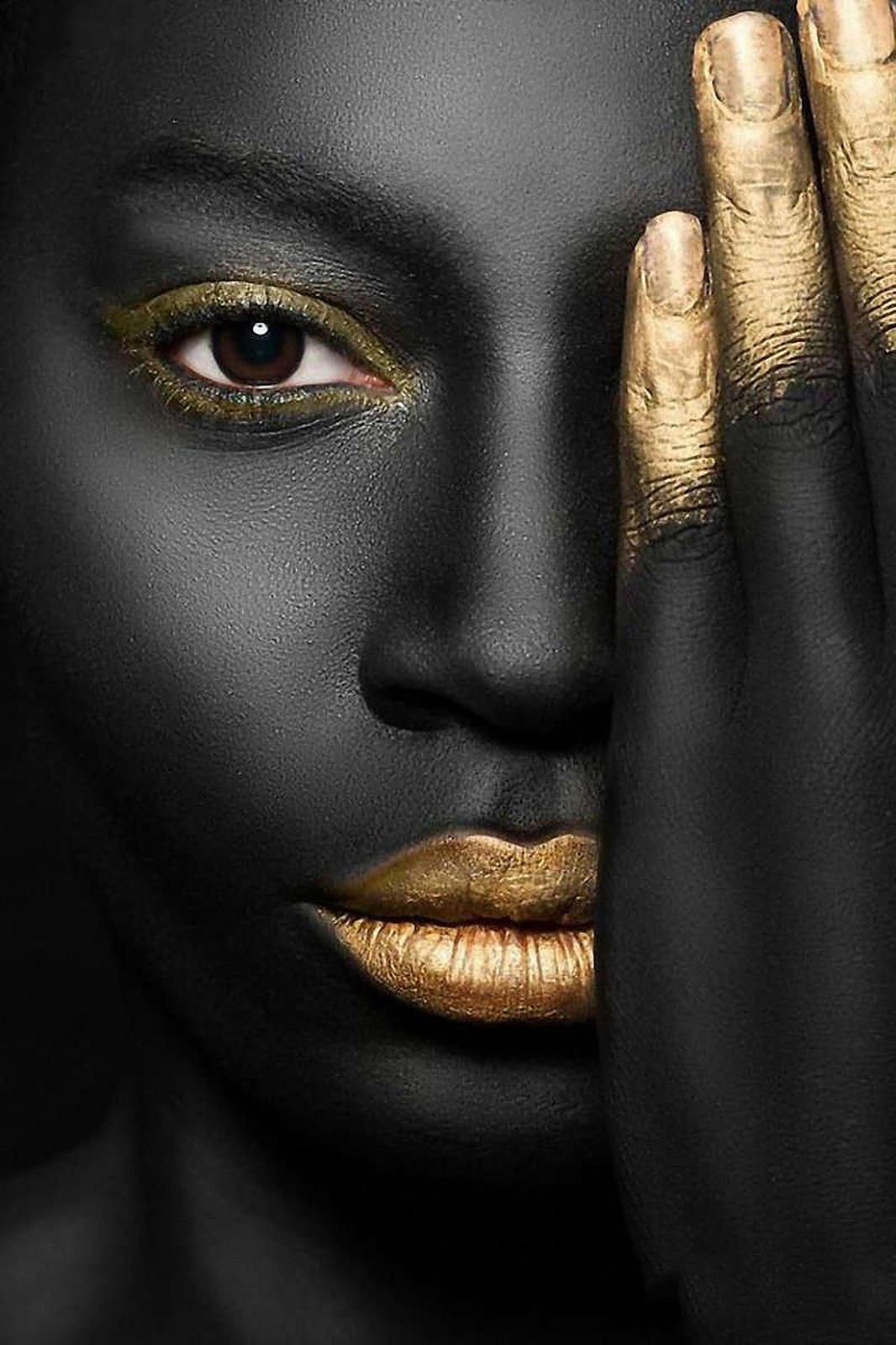 Glamorous Gold & Black Face Wall Art