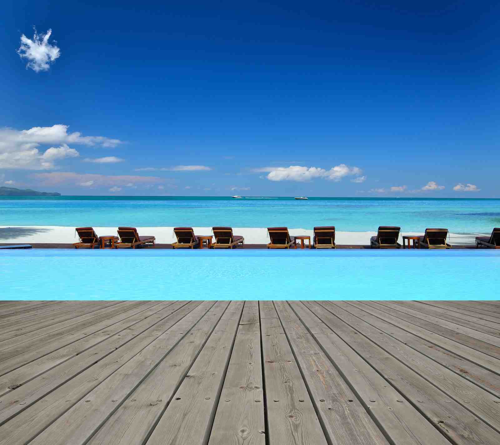 Serene Beach Paradise Infinity Pool Wall Art