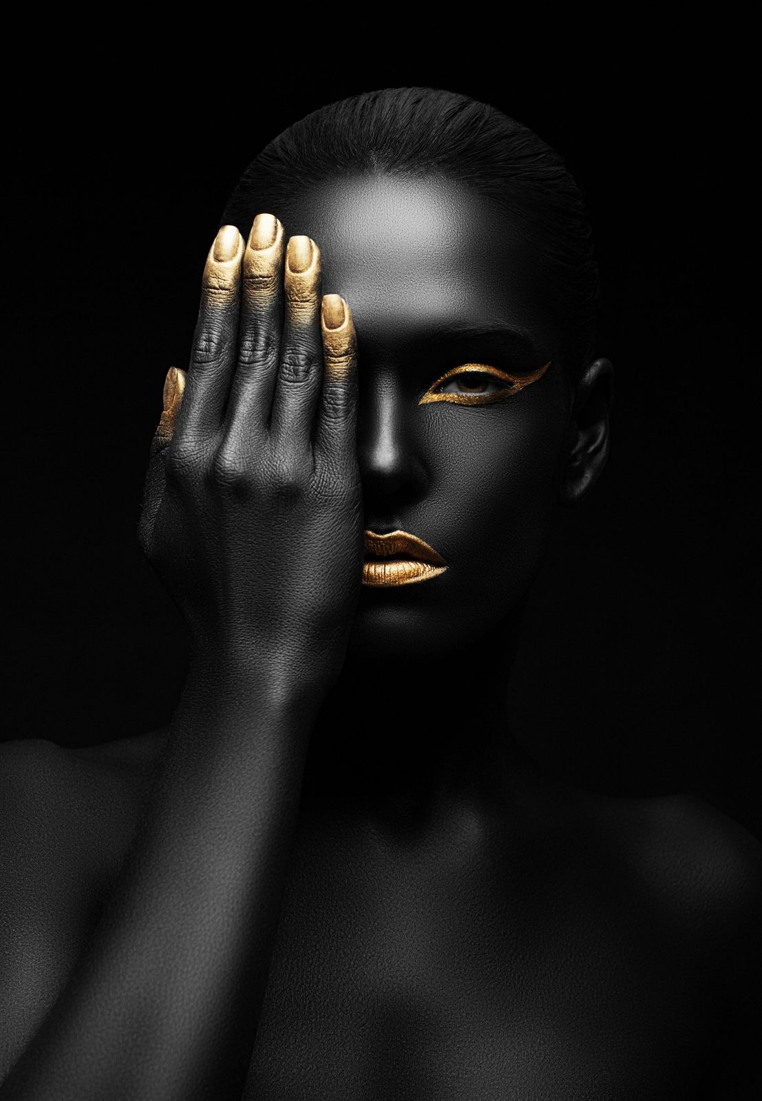 Golden Glamour Abstract Face Wall Art