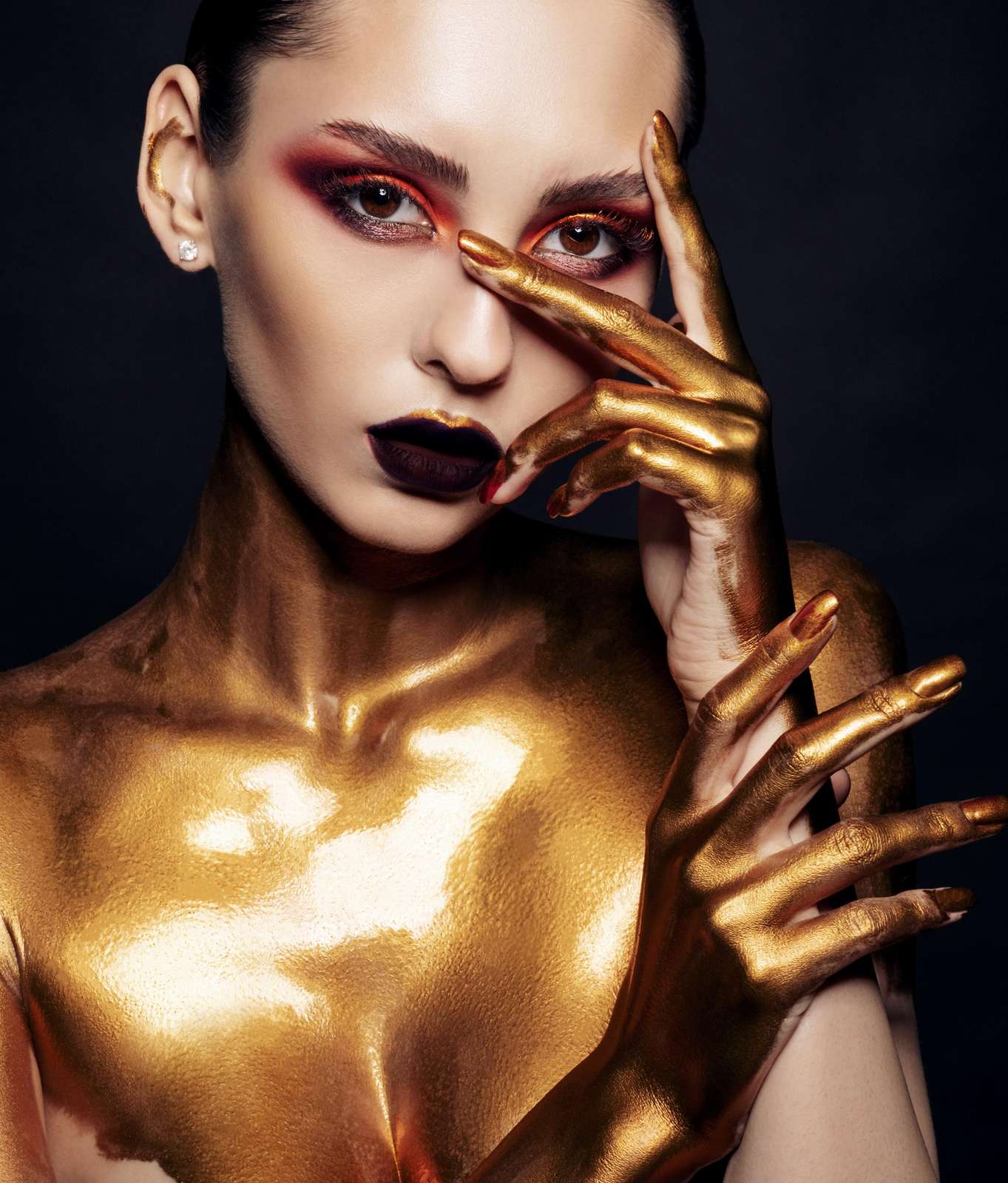 Gilded Radiance Woman Gold Body Paint Wall Art