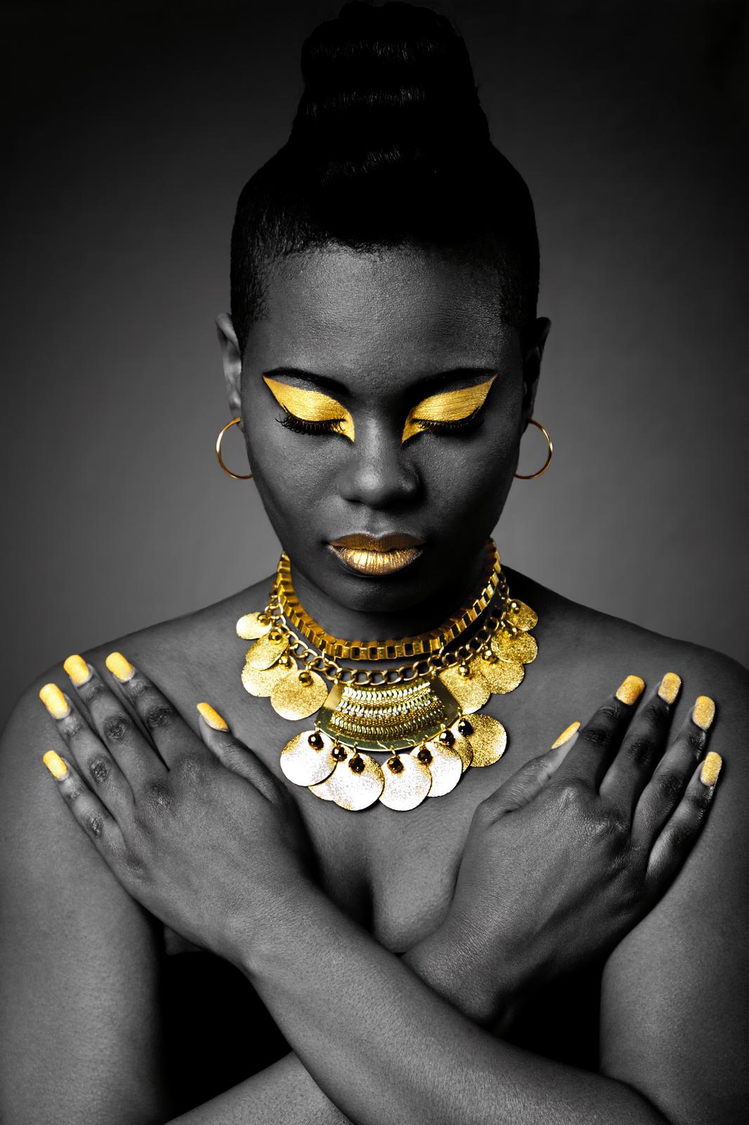 Golden Aura Woman Portrait Wall Art