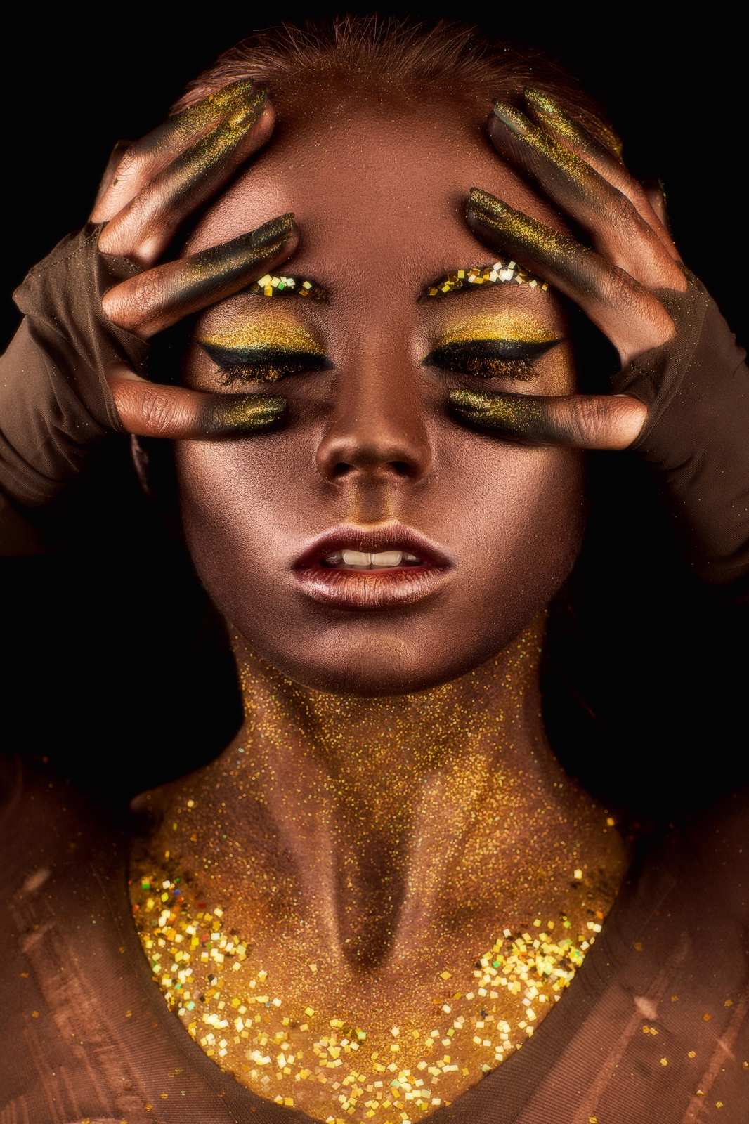 Glamorous Gold Sparkle Portrait Wall Art