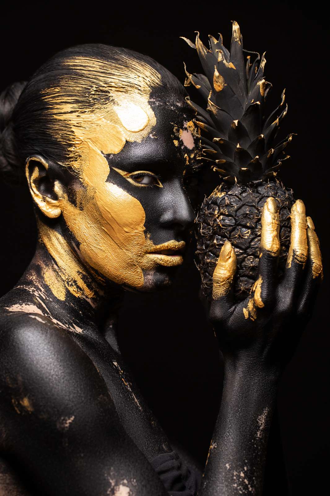 Luxury Gold & Black Pineapple Portrait Wall Art