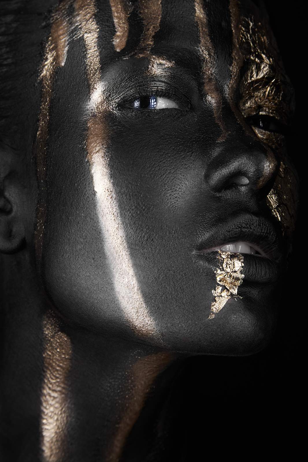 Bold Gold & Black Face Art Wall Art