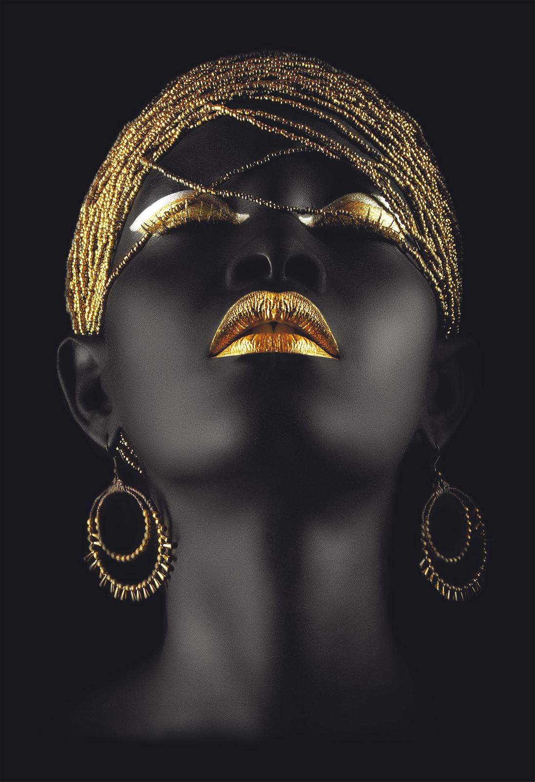 Opulent Gold Face African Art Wall Art