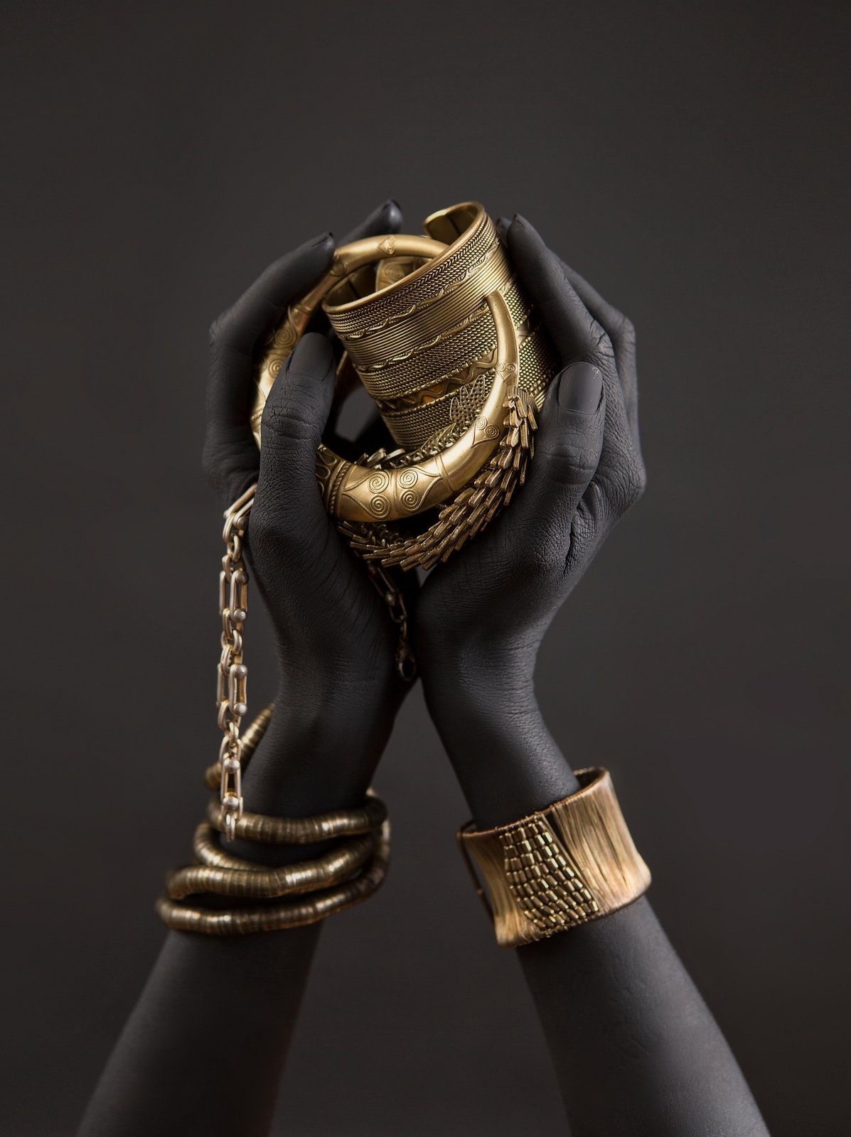 African Gold Glamour Hands Wall Art
