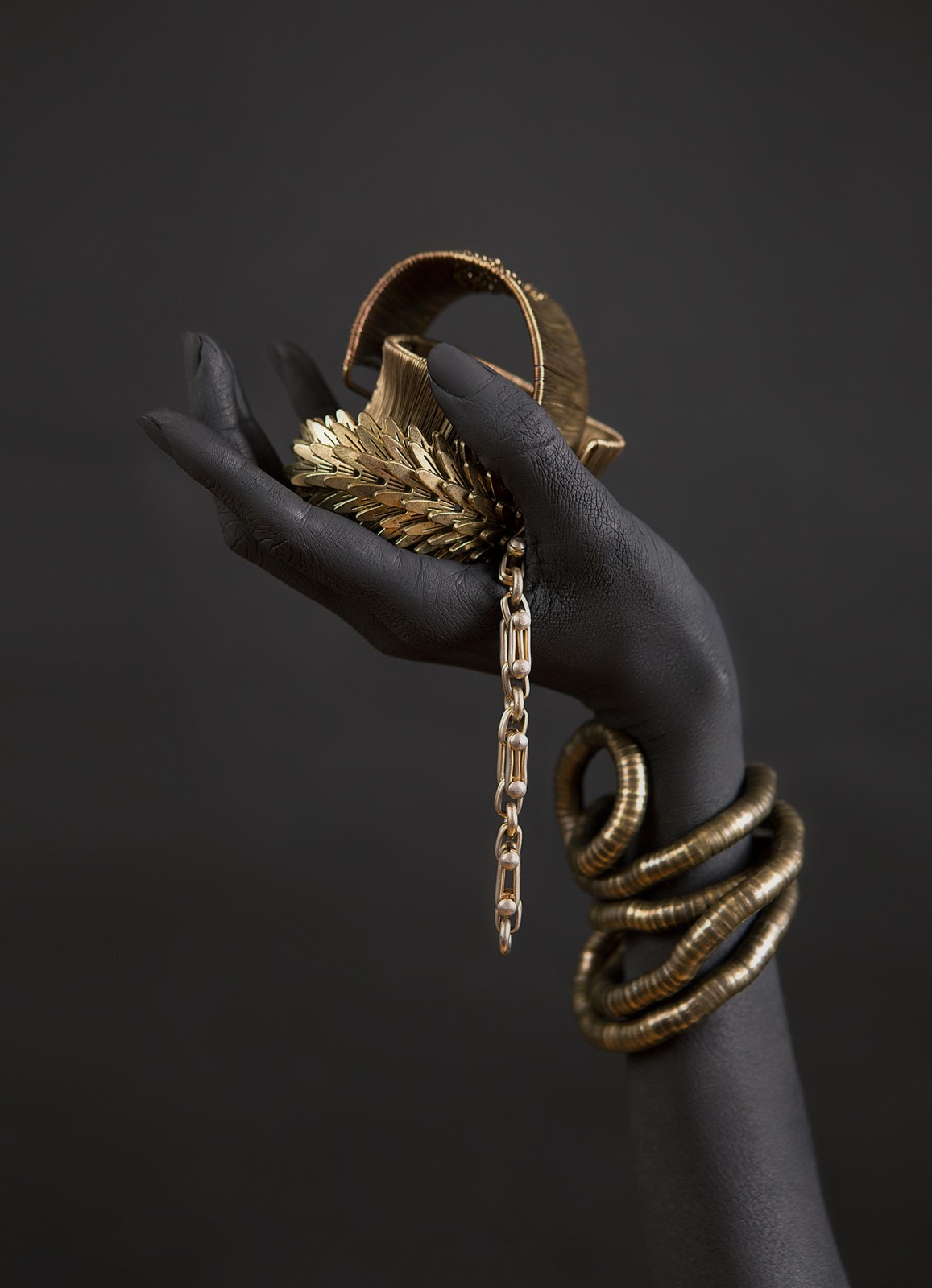 Elegant Gold Jewelry Hand Wall Art
