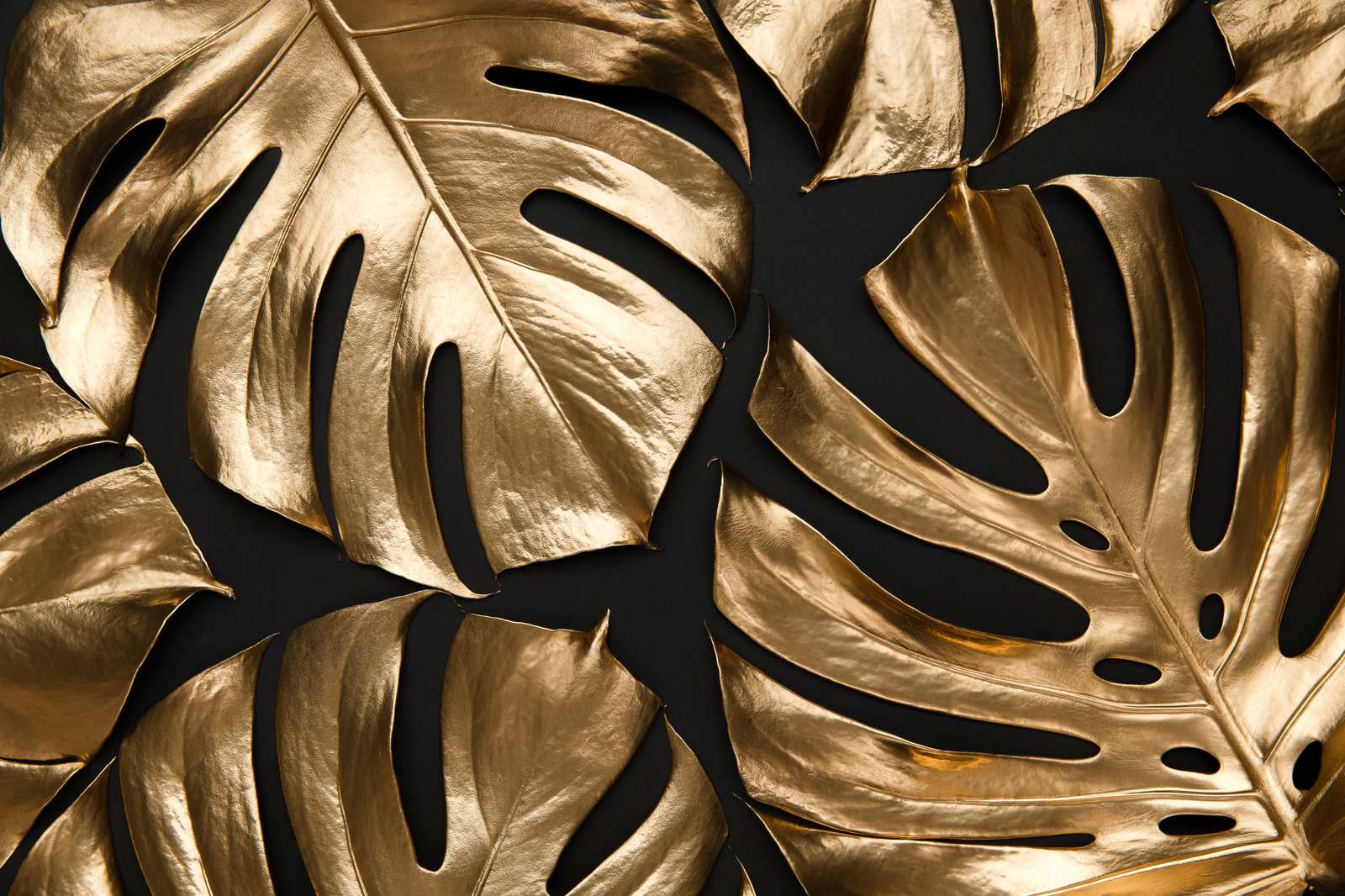 Luxurious Gold Monstera Leaves Wall Art