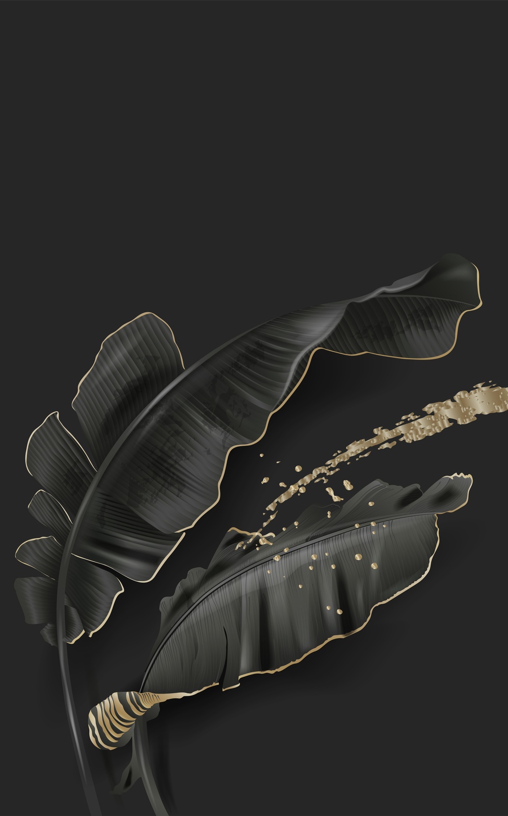 Elegant Black Gold Banana Leaf Wall Art