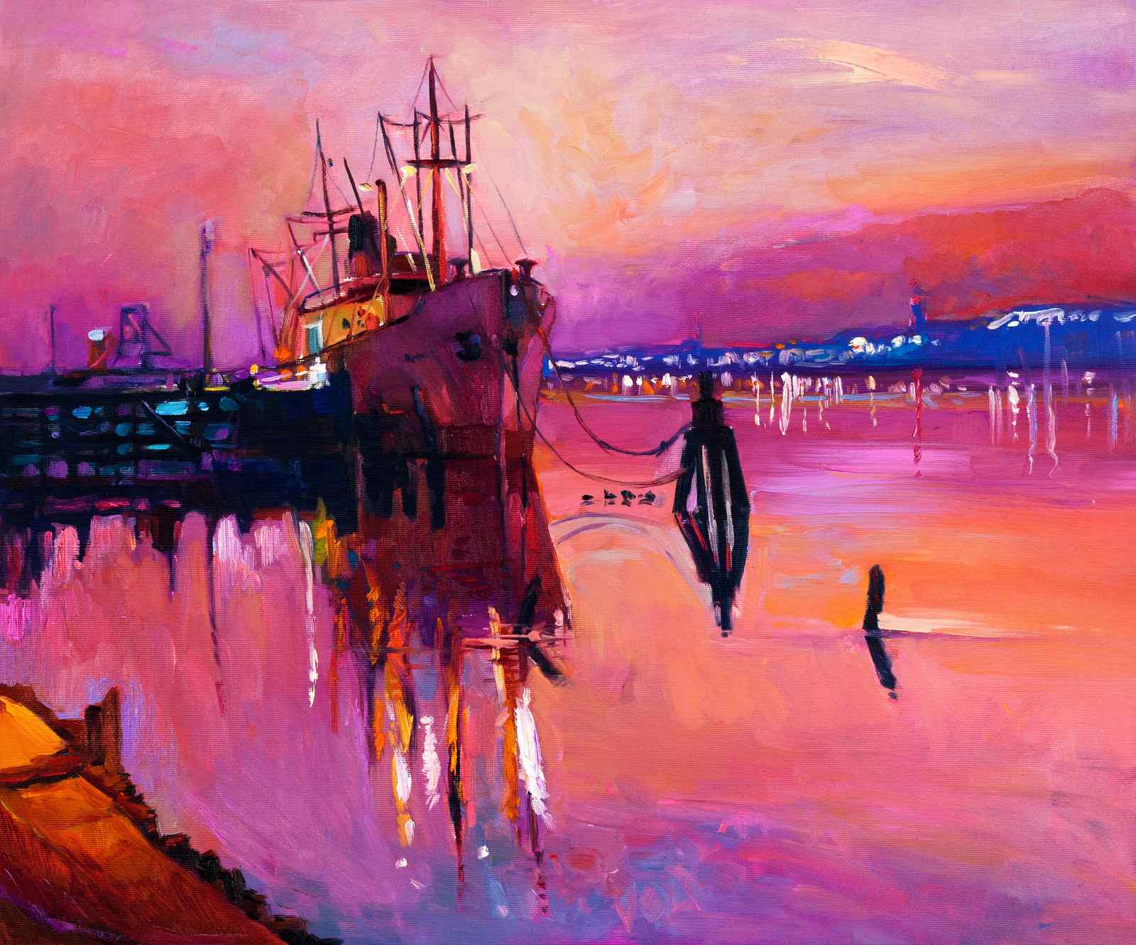 Vibrant Harbor Sunset Wall Art