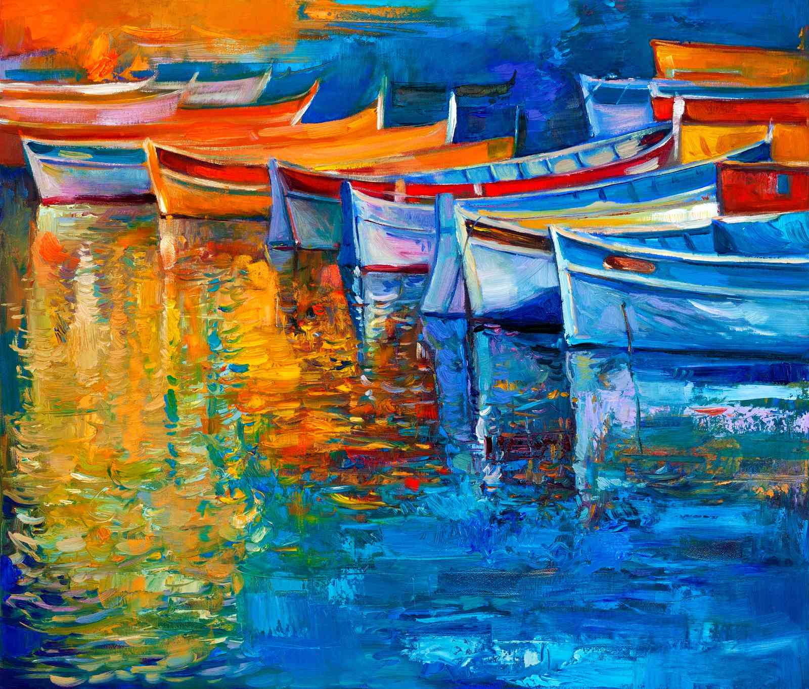 Vibrant Boats Abstract Wall Art