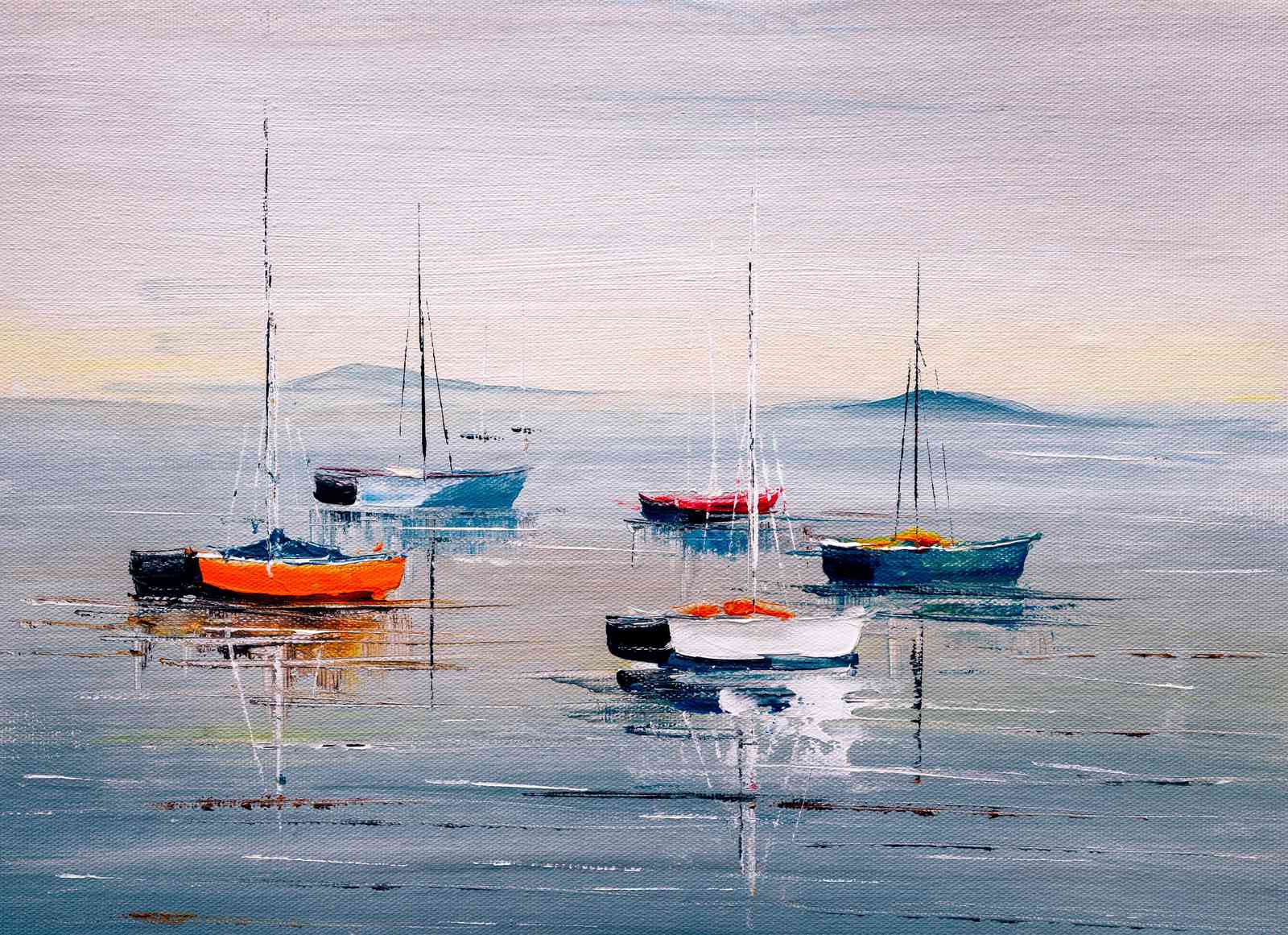 Serene Sailboats on Calm Waters Wall Art