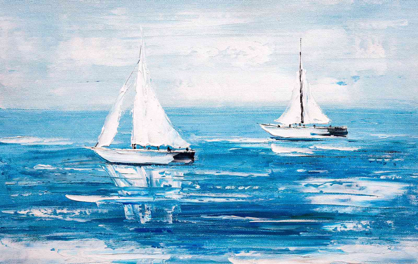 Serene Sailboats on Blue Waters Wall Art