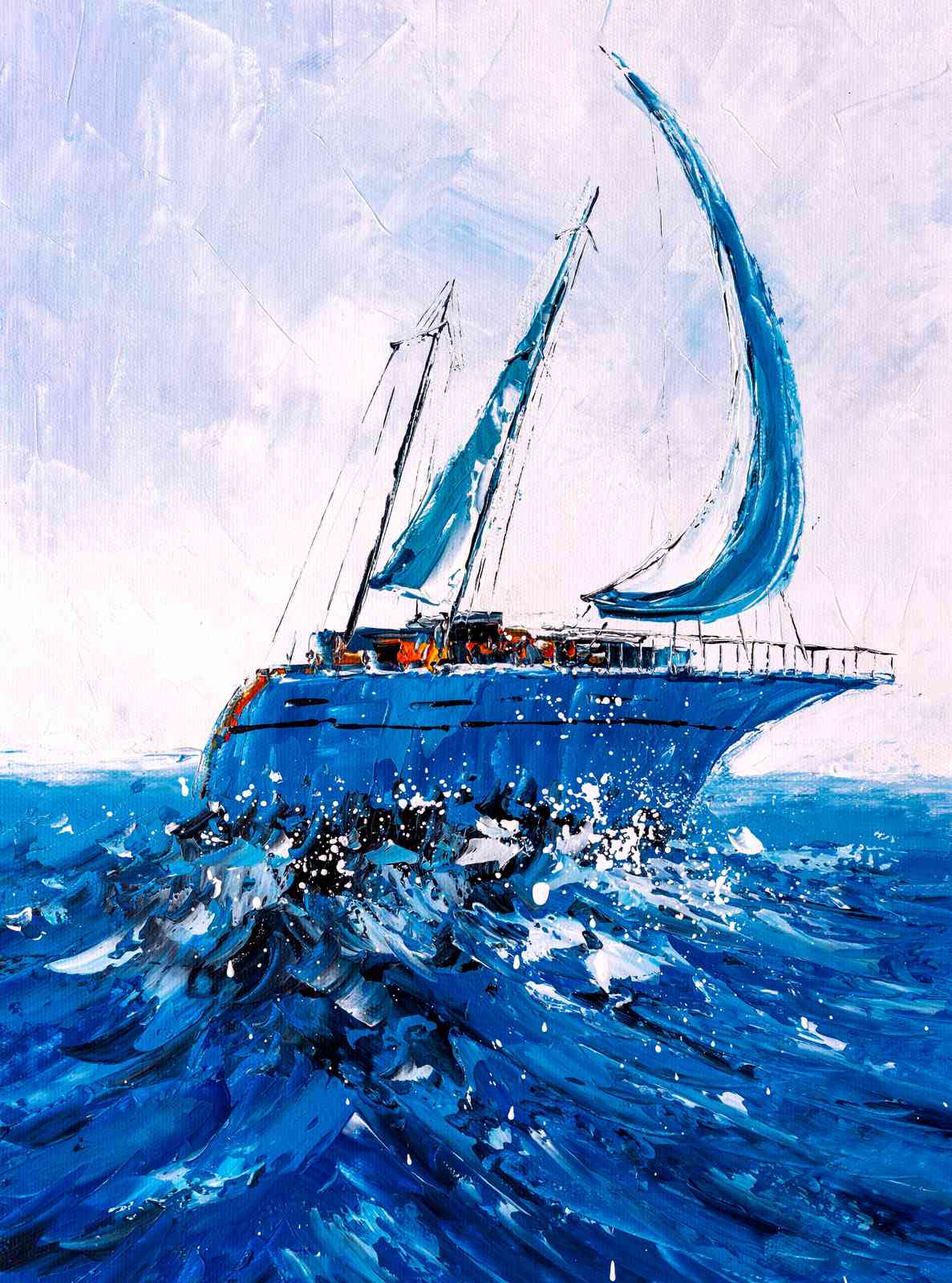 Majestic Blue Sailboat Ocean Wall Art