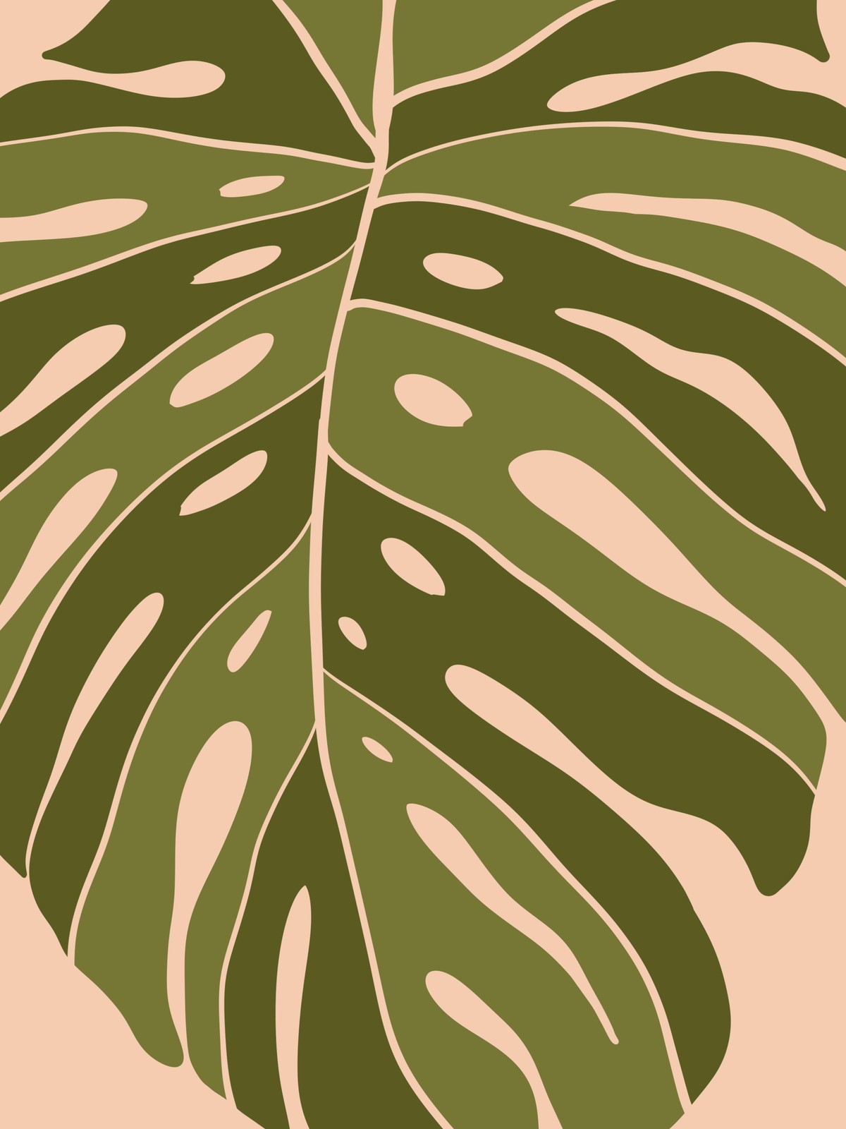 Monstera Leaf Boho Green Wall Art