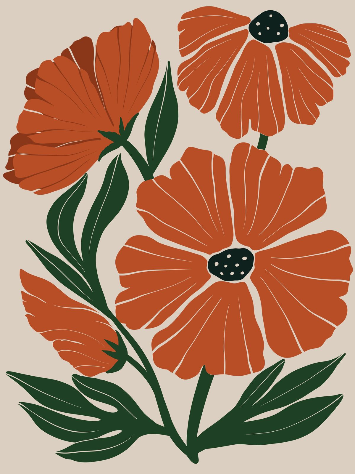 Boho Floral Wall Art Wall Art